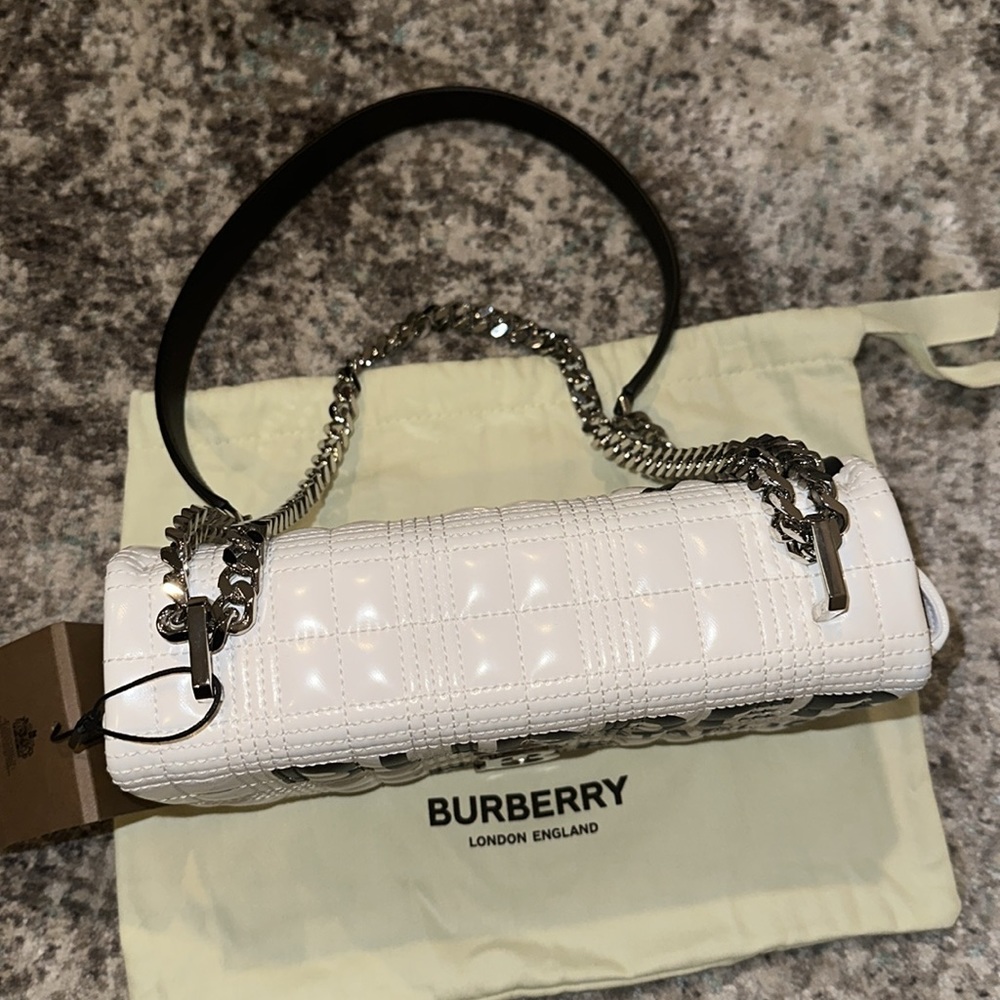 Burberry Limited Patent Quilted Horseferry Print Small Lola Bag in White NWT - Picture 8 of 17